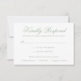 Cartão RSVP Casamento Elegante Formal Verde de Sage Tradiciona