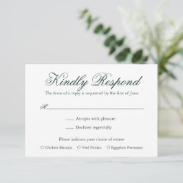 Cartão RSVP Casamento Elegante Formal Verde Florestal Tradicio