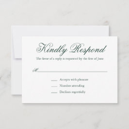 Cartão RSVP Casamento Elegante Formal Verde Florestal Tradicio