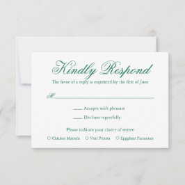 Cartão RSVP Casamento Elegante Formal Verde Tradicional Emeral