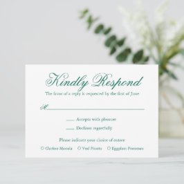Cartão RSVP Casamento Elegante Formal Verde Tradicional Emeral