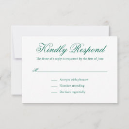 Cartão RSVP Casamento Elegante Formal Verde Tradicional Emeral