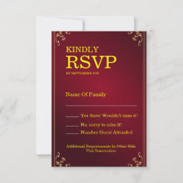Cartão RSVP Casamento Elegante Marfim Borgonha Profundo