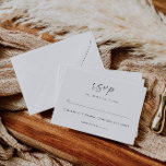 Cartão RSVP Casamento Elegante Minimalista<br><div class="desc">Esta é uma modelo de placa RSVP minimalista moderna com uma bela fonte caligráfica e um simples e elegante emparelhamento de fontes. Edite a maioria dos textos e todas as cores. A palavra "RSVP" não é editável, mas as cores podem ser alteradas. // Para itens correspondentes, visite a coleção "ALICE"...</div>