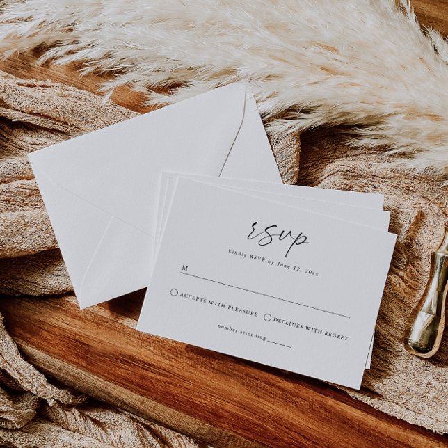 Cartão RSVP Casamento Elegante Minimalista (Criador carregado)