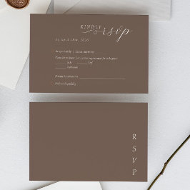 Cartão RSVP Casamento Elegante Minimalista Bege Marfim Script