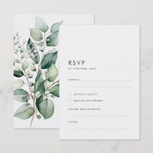 Cartão RSVP Casamento Elegante Minimalista com Verduras de Euc