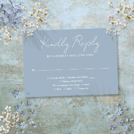 Cartão RSVP Casamento Elegante Minimalista Dusty Blue