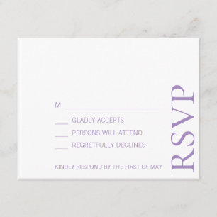 Cartão RSVP Casamento elegante minimalista simples do texto da