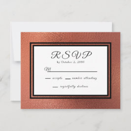 Cartão RSVP Casamento Elegante Moderno em Cobre e Preto