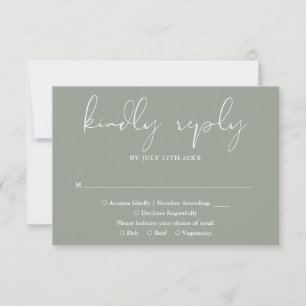 Cartão RSVP Casamento Elegante Moderno em Verde Sage