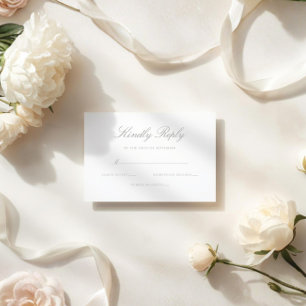 Cartão RSVP Casamento Elegante Moderno em Verde Sage