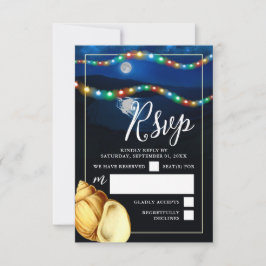 Cartão RSVP Casamento Elegante Moonlit Beach
