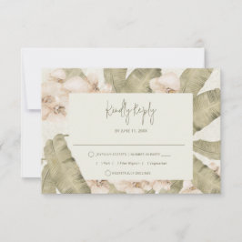 Cartão RSVP Casamento Elegante na Praia Tropical