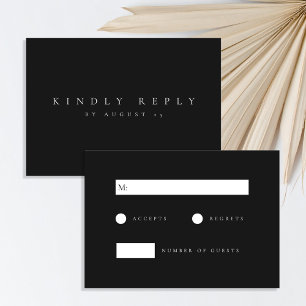 Cartão RSVP Casamento Elegante Negro e Branco Minimalista