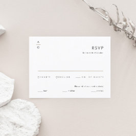 Cartão RSVP Casamento Elegante Negro e Branco Minimalista Mode