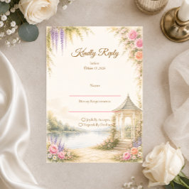 Cartão RSVP Casamento Elegante no Jardim