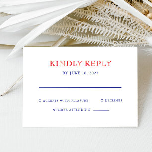 Cartão RSVP Casamento Elegante Patriótico de 4 de Julho