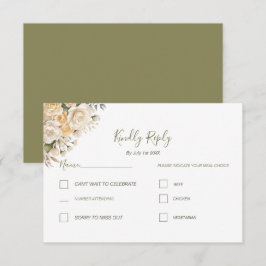 Cartão RSVP Casamento Elegante Pérola Branca e Rosa Marfim