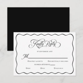 Cartão RSVP Casamento Elegante Responda Gentilmente Quadro Ond