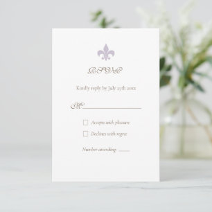 Cartão RSVP Casamento Elegante Roxo de Lis