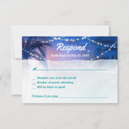 Cartão RSVP Casamento Elegante Rustic Watercolor Palm Tree Bea