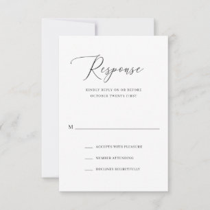 Cartão RSVP Casamento Elegante Simples Clássico
