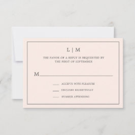 Cartão RSVP Casamento Elegante Simples, Cor-de-Rosa, Monograma