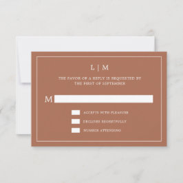 Cartão RSVP Casamento Elegante Simples Terracotta Monograma