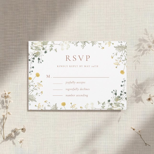 Cartão RSVP Casamento Elegante Terracotta Wildflower (Criador carregado)
