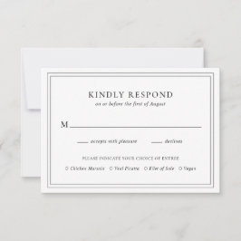 Cartão RSVP Casamento Elegante Tradicional de Preto e Branco