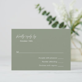 Cartão RSVP Casamento Elegante Verde Clássico