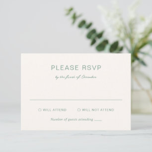 Cartão RSVP Casamento Elegante Verde Simples Muted