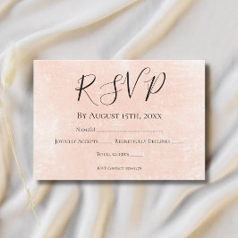 Cartão RSVP Casamento em Aquarela Minimalista Rosa Coral Elega