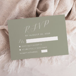 Cartão RSVP Casamento em Caligrafia Moderna Verde Sage