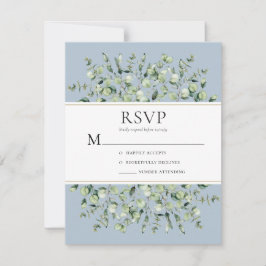 Cartão RSVP Casamento em Eucalipto Azul Empoeirado