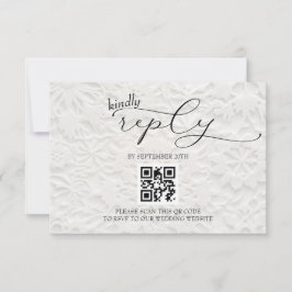 Cartão RSVP Casamento em Floco de Neve Simples QR