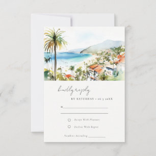 Cartão RSVP Casamento em Puerto Vallarta México em Aquarela