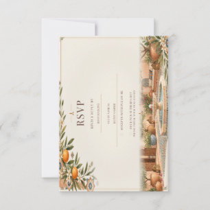 Cartão RSVP Casamento em Riad Marroquino   Terracota & Zellige
