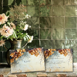 Cartão RSVP Casamento em Vinícola com Aquarela Elegante