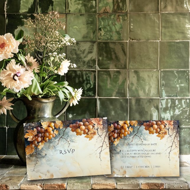 Cartão RSVP  Casamento em Vinícola com Aquarela Elegante  (Criador carregado)