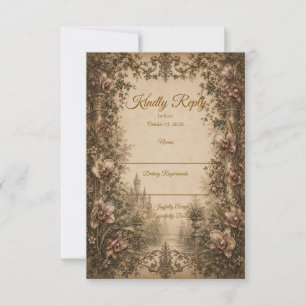 Cartão RSVP Casamento Encantador de Orquídeas Vintage