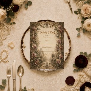 Cartão RSVP Casamento Encantador de Orquídeas Vintage