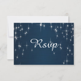 Cartão RSVP Casamento Encantador e Cheio de Estrelas | Azul Ma