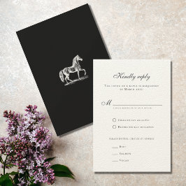 Cartão RSVP Casamento Equestre Clássico do Cavalo de Vintagem 