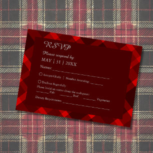 Cartão RSVP casamento escocês vermelho