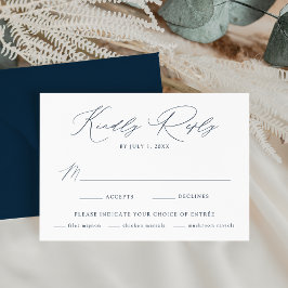 Cartão RSVP Casamento Escolha de Refeição Azul-Marinho Moderno