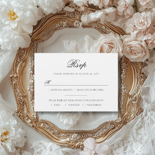 Cartão RSVP Casamento Escolha de Refeição Preto e Branco Sarah