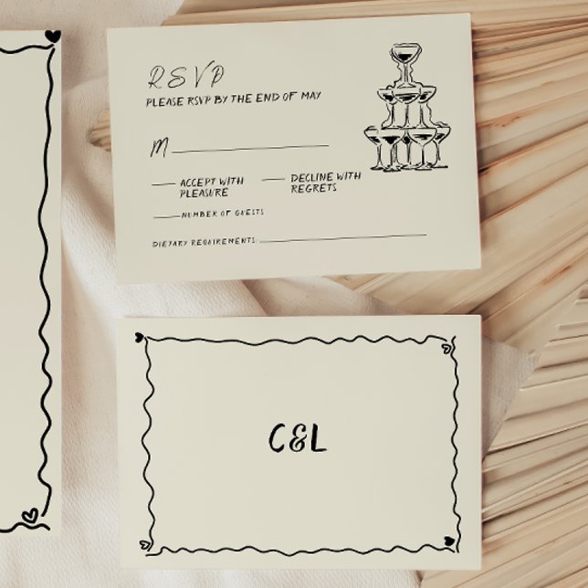 Cartão RSVP Casamento Escrito Na Mão Escrita De Retro Manuscri (Criador carregado)