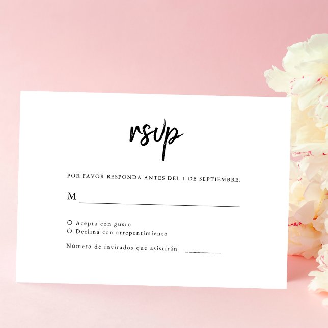 Cartão RSVP Casamento Espanhol Simples Minimalista (Criador carregado)